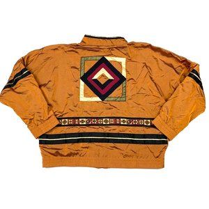Vtg 90s Tail Retro Western Geometric Windbreaker